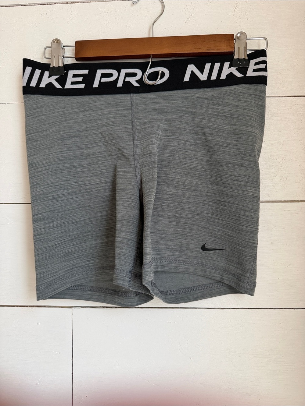 Nike Grey Heather Performance Compression Shorts with Black Waistband